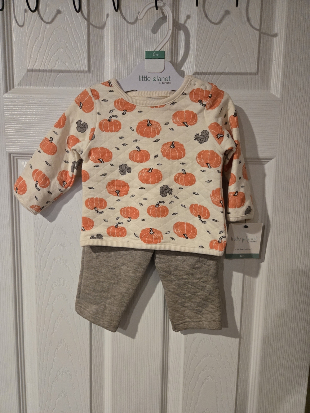 Little Planet Pumpkin Print Baby Top and Quilted Pants 6 Months